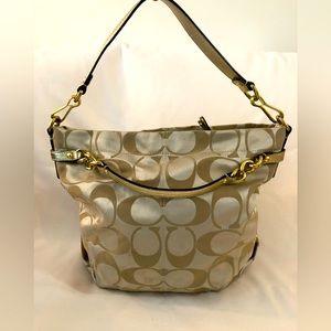 Large gold Coach signature shoulder bag